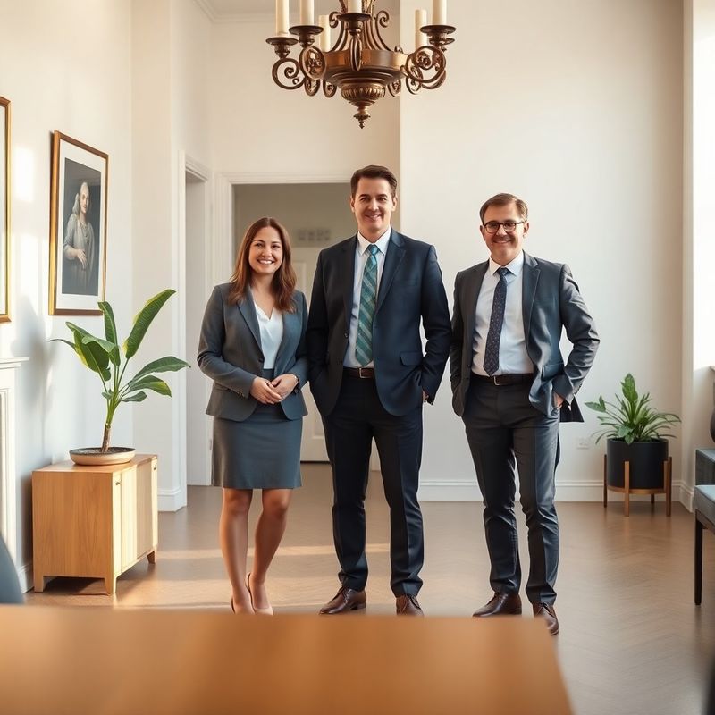 Skupinový portrét tří finančních poradců v prosluněné kanceláři